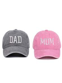 DAZY 2 gorras de béisbol bordadas con "Mamá" y "Papá", diseño unisex transpirable y de moda, adecuado para viajes y actividades al aire libre - A - Ver 14