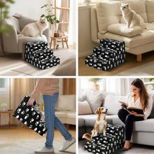 3/4-Steps Dog Ramp Non-Slip Pet Stairs For Small Dogs And Cats 3/4-Steps Dog Ramp For Sofa - Black3-steps - View 6