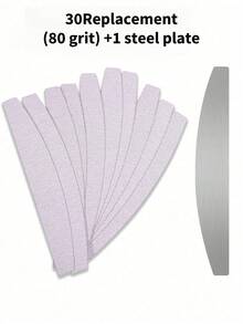 klimonla 10/30pcs Nail Files, Manicure Sanding Strips, Metal Sheets, Self-Adhesive, Replaceable Half-Moon Nail Files, Edge Trimming & Polishing Strips, For Nail Polish, Washable Polishing Strips - Grey - View 9