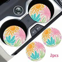 2pcs Car Cup Coaster Stylish & Durable Fast-Drying Non-Slip Car Cup Mat - One Size 2pcs - View 12