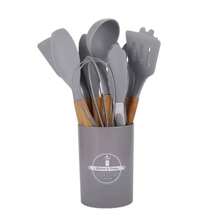 [12pcs Silicone Utensil Set] 12pcs Non-Stick Silicone Kitchen Utensil Set With Wooden Handles | And Easy To Clean | Perfect For Cooking And Baking, Back To School And Dorm Essentials