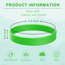 Rubber Bracelets Solid Color Silicone Wristbands Blank Stretch Silicone Wristbands Colorful Rubber Bracelets Women Men Gifts - 綠色 - 查看 5