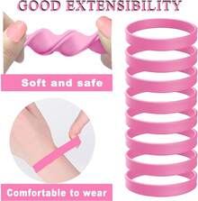 Rubber Bracelets Solid Color Silicone Wristbands Blank Stretch Silicone Wristbands Colorful Rubber Bracelets Women Men Gifts - 粉色 - 查看 10
