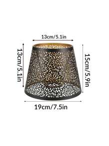 1pc Metal Laser Cut Chrysanthemum, Sun, Moon & Forest Tree Pattern Round Lamp Shade, Compatible With E27/E26 Bulbs, Includes E27 To E14 Adapter Ring, Suitable For Industrial Vintage Table Lamp, Wall Lamp Shade, Artsy Decorative Lighting Accessory, Creative Home Atmosphere Lamp Shade, Lamp Shade Size: 19cm Diameter X 15cm Height