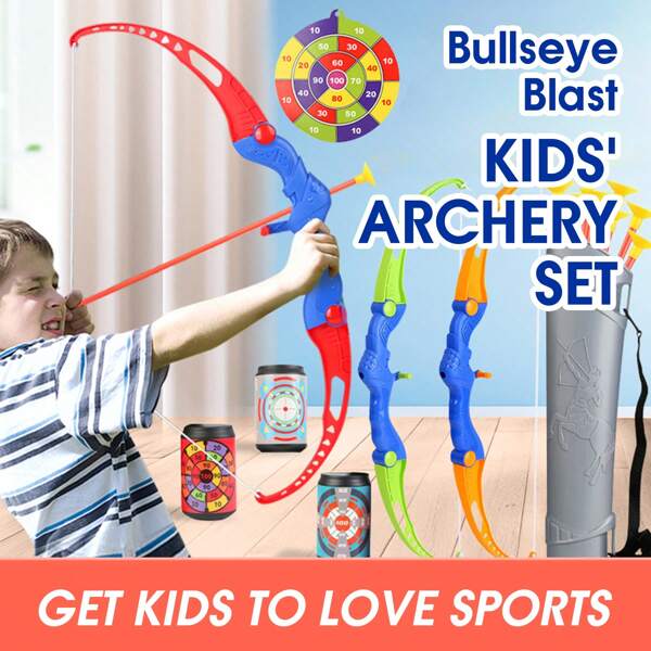 Kinder Bogenschieß-Set - Sicherer Bogen & Pfeil Spielzeug mit Saugnapf Ziel, Outdoor Familienspaß für Jungen & Mädchen ab 3 Jahren, Garten Schießspiele, Sportgeschenk für Kinder