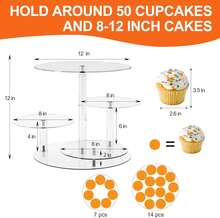 Cupcake Stand, Round Cake Stand, 4 Tier Cupcakes And Cakes Comb For 8-12 Inch Cakes, Tiered Cupcake Tree Tower, Clear Dessert Display Stand For Dessert Table Wedding Birthday Party - 彩色 - 查看 7