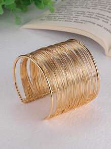 1pc New Fashion Street Style Punk Party Open Bangle, Hollow Wire Multilayer Women Wrist Bracelet