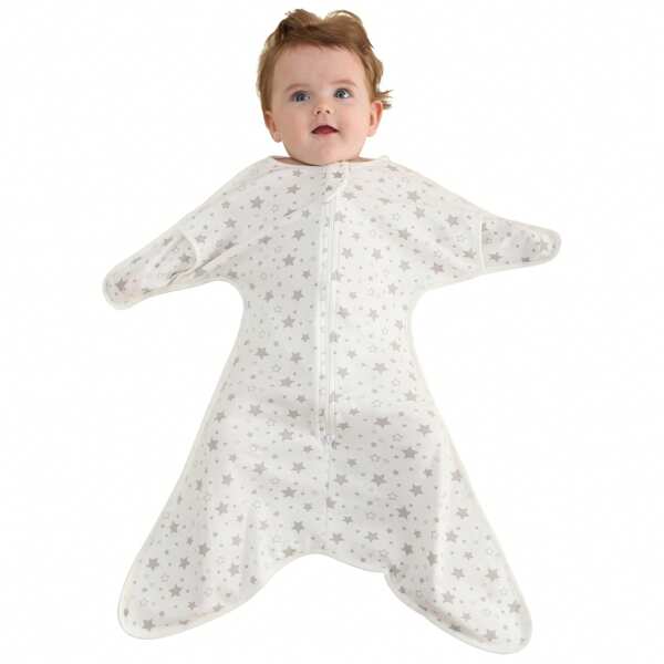 Transitional Swaddle Sack 0-6 Months, 0.5 Tog Baby Transition Sleep Sack With 2 In 1 Arms In/Out, 2 Way Zipper