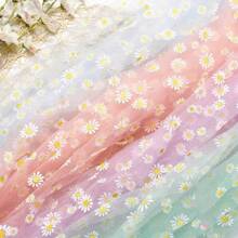 Eleganter Gänseblümchen-Spitze Tischläufer - 200cm, Polyester-Tüll-Stoff in Grasgrün/Champagner/Schwarz - perfekt für Hochzeiten & Sommerfeste, Hochzeitstischdecke, Dekoration, Tischüberzug