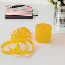Rubber Bracelets Solid Color Silicone Wristbands Blank Stretch Silicone Wristbands Colorful Rubber Bracelets Women Men Gifts - 黃色 - 查看 8