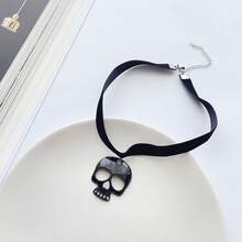 1 件简约哥特式天鹅绒亚克力新月吊坠项链，女士配饰装饰 - 骷髏款 - 查看 6