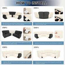 7-Pieces Sectional Sofa Covers, Extra Large Sectional Recliner Couch Covers For Reclining L Shape Couches Sofas, Stretch Washable Fleece Sofa Slipcovers With Pockets, 5 Seat, Beige - 米色 - 查看 8