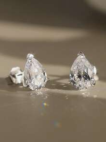 ORSA JEWELS 1pair Glamorous 925 Sterling Silver Stud Earrings Featuring A Stunning Water Drop-Cut Zirconia, Sparkling And Timeless Jewelry For Women, Perfect For Special Occasions, Birthdays, Or Celebrations - Multicolor - View 3