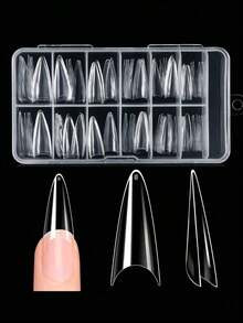120Pcs Medium Length Duck Nail Tips 12 Sizes Box-Packed Duck Nails Half Cover Wide Nail Tips French False Nail Tips Acrylic Nails Extension Tips - Trong sáng - Xem 8