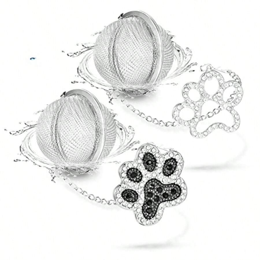 Loose Tea Steeper 2pcs Tea Ball Cute Tea Infuser Tea Diffusers For Loose Tea Black And White Diamond Dog Paw Pendant Tea Leaf Strainer For Loose Tea Gifts For Girls Women Couple7yk9