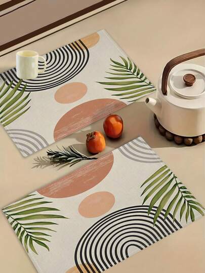 Juego de 4 piezas, juego de 6 piezas Sets individuales de mesa de lino, individuales para mesa de comedor, decoración de mesa, posavasos, individuales para mesa. Estilo de vacaciones oceánicas estacionales, individuales de mesa con impresión digital adecuados para fiestas familiares, individuales para mesa, decoración de mesa de comedor y cocina, decoración de boda, decoración de estilo occidental, accesorios de cocina