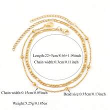 2 Stück/Set einfache klassische goldene/silberne Edelstahl Kugelkette Figaro Kette Knöchelkette für Frauen