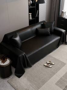 1pc Modern Waterproof Sofa Cover - Pet-Friendly Seasonal Sofa Blanket Protector, 100% Polyester, Suitable For Sectional Sofas, Machine Washable (180-200gsm) - Black - View 7