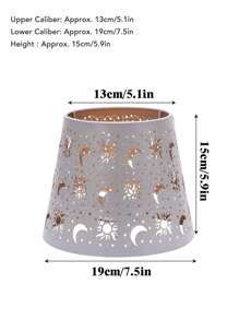 1pc Metal Laser Cut Chrysanthemum, Sun, Moon & Forest Tree Pattern Round Lamp Shade, Compatible With E27/E26 Bulbs, Includes E27 To E14 Adapter Ring, Suitable For Industrial Vintage Table Lamp, Wall Lamp Shade, Artsy Decorative Lighting Accessory, Creative Home Atmosphere Lamp Shade, Lamp Shade Size: 19cm Diameter X 15cm Height