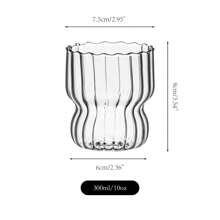 4/8 modische Glasbecher im Blütenblatt-Stil mit Streifen, aus Borosilikatglas, leicht, robust, kälte- und hitzebeständig, 300 ml/10 oz, Eisbecher, geeignet für Kaffee, Joghurt, Eis, Cocktails, kalte Getränke