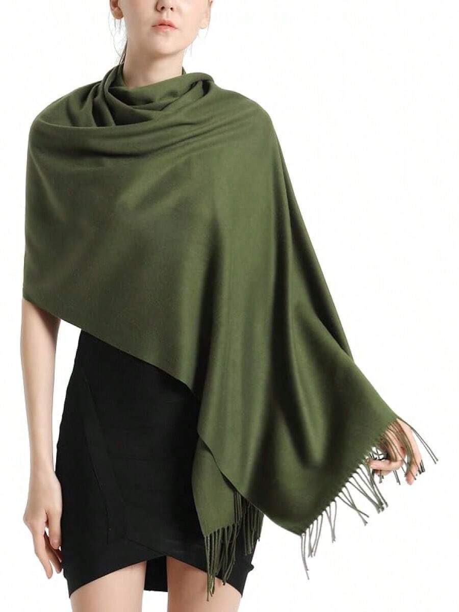 Pashmina Scarf And Shawl - Soft Women Pashminas Wrap For Wedding Evening Party (20 Colors) - Green - View 1