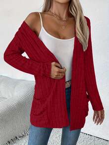 ملابس خارجية طويلة الأكمام للنساء، بنطلون مع جيوب وكارديجان مخطط ذو لمسة ناعمة، موضة جديدة للخريف والشتاء، تصدير عبر الحدود من أوروبا وأمريكا