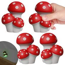 Glow-In-The-Dark Mushroom Toilet Bolt Covers, 4-Pack Decorative Caps, White Fluorescent Blue/Green, Fits Standard Toilet Screws - White - View 2