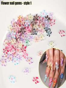 40/60 peças Encantos de Arte de Unhas Florais 3D, Flores Aleatórias Coloridas para Unhas Havaí, Strass de Resina para Decoração de Unhas, Design de Unhas para Mulheres