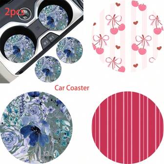 2pcs Car Cup Coaster Stylish & Durable Fast-Drying Non-Slip Car Cup Mat
