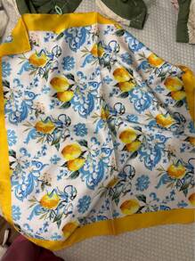 1pc Women Bandana Elegant Hair Bands Korean Style Floral Print Faux Silk Women Square Scarf, New Model Shawl Sunscreen Neck Scarf For Spring And Summer Outfit Hair Accessories