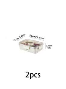 1pc/2pcs Crisper Box With Lid, 4/8/9 Compartments Capacity, Divider Storage Dinner Plate, Divider Storage Box With Handles, Fridge Storage Box With Removable Snack Box, Spice, Dry Ingredients, Candy, Vegetable, Fruit, Nut Storage Box, Kitchen Food Storage Box, Suitable For Family, Travelling, Party, Picnic.
