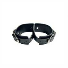 1pc BDSM Leather Handcuffs - Black, Adjustable With Metal Buckles, Perfect For Couple Play, BDSM Gear|Playful Design|Adjustable Cuffs SM Product
