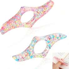 1/2/4 piezas Sujetador de páginas de libro hecho con roca resinada seca, anillo de pulgar transparente, marcapáginas de pulgar hecho a mano y personalizado, accesorios de libro para maestros, amantes de los libros y lectores literarios