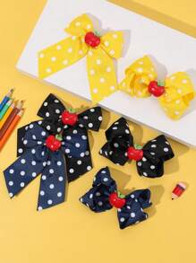 6 Pezzi di Fermagli per Capelli a Fiocco per Ragazze per il Ritorno a Scuola, Accessori per Capelli a Pois Bianchi e Mela Multicolore, Accessori per Capelli alla Moda con Coda Lunga e Corta per Ragazze Adolescenti Studenti, Regali per Feste