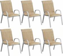 Patio Chairs Set Of 6, Outdoor Stackable Dining Chairs For All Weather, Comfortable Breathable Patio Dining Chairs Silver Outdoor Chairs Garden Outdoor Furniture For Backyard Deck, Beige - Beige - View 1