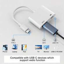 USB-C To HDTV Adapter 4K@60Hz For IPhone 15 16  Pro Air For Ipad Pro, USB 3.1 Type C Digital AV HDTV 2.0 Cord Compatible With For  For Galaxy S25/S24/S23/S22, Pixelbook, XPS And More - USB-C To HDTV Adapter - View 1