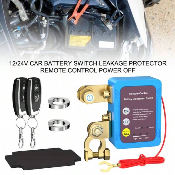 12V Batterie-Haupttrennschalter, Batterie-Hauptschalter mit Fernbedienung, Hochleistungs-Autobatterie-Notausschalter, 240A 433MHz Diebstahlschutz für Auto, Wohnmobil, Boot, Lkw