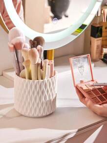 1 pièce Boîte organisatrice de maquillage rotative à 360°, grande capacité de rangement de bureau pour les crayons, rouges à lèvres, ombres à paupières, pinceaux, support de cosmétiques pour coiffeuse de chambre