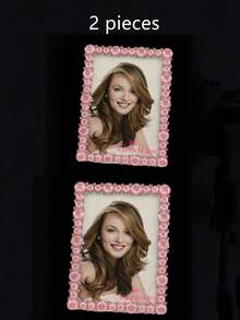 1pc Natural Pink Stone Picture Frame, Modern Style Plastic Material 6-Inch And 7-Inch Rectangle Photo Frame, Suitable For Festival/Celebration Photos And Gift (Random Sheet) - Baby Pink - View 11