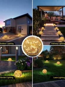 1 Peça Luz Solar Externa para Pátio, Luz de Bola de Vidro com 30 LED, Luz Decorativa de Paisagem para Jardim, Luz de Bola de Cristal Decorativa Enterrada Externa, Luz Decorativa de Bola de Gelo para Caminho/Pátio/Gramado/Pátio, Luz Decorativa Solar em Forma de Bola (incluindo estaca de chão)