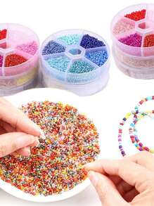 3900 piezas de cuentas de arroz de vidrio de 2mm - Kit de joyería DIY de 6 colores con caja de almacenamiento, materiales de cuentas artesanales para regalos de amistad y accesorios creativos