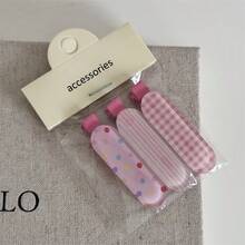 1 套果冻色格子发夹 - 甜美鸭嘴刘海侧夹 - 少女妆发夹头饰、发型、发饰、发饰 - 彩色 - 查看 4
