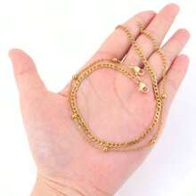2 Stück/Set einfache klassische goldene/silberne Edelstahl Kugelkette Figaro Kette Knöchelkette für Frauen