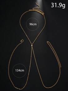 1pc Minimalist Gold Rhinestone Body Chain, Sexy Necklace For Women Bikini, Fashion Summer Beach Vacation Accessory