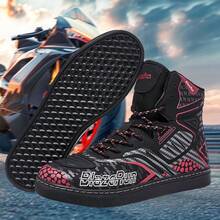 New Men's Motorcycle Shoes Motorcycle Riding Shoes,Unisex Motorcycle Boots For Riding,Suitable For All Seasons,Leather Upper,Anti-Slip And Wear-Resistant,For Commuting And Riding - Red - View 3