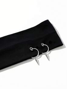 1条时尚朋克风发带，哥特风柔软防滑弹力镂空发饰，适合女性，可用于海滩、度假、瑜伽运动等场合，百搭日常佩戴，秋冬季节度假装扮必备，优雅围巾式女士头巾，柔软头巾 - 黑色 - 查看 2