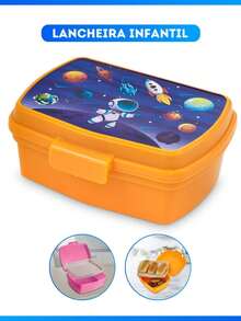 Plastic School Lunch Box For Children With Dividers And Locks - Astronaut - View 2