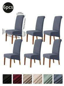 1pc/4pcs/6pcs Beige Striped Plaid High Stretch Dining Chair Cover, Modern Polyester Washable Dust-Proof Chair Slipcover, Suitable For Dining Room, Hotel, Dark Gray, Khaki, Black, Autumn Decor, Room Decor, Back To School, School Supplies