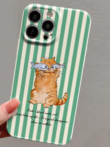 غطاء هاتف خلوي صلب مثقب ناعم مطبوع عليه رسوم قطة وسمكة مخططة متوافق مع هواتف آيفون 11/12/13/14/15/16 برو ماكس، مقاوم للماء والصدمات ومقاوم للخدش - متعدد الألوان - مشاهدة 4