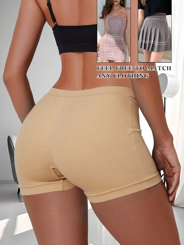 Women's Mid Rise Lingerie Seamless Women Boxers Briefs For Women Boyshorts Soft Safety Shorts Safety Panties Under The Skirts Casual Comfy Safety Shorts Underwear Anti Lighting No Rolling Bottoming Shorts Lingerie